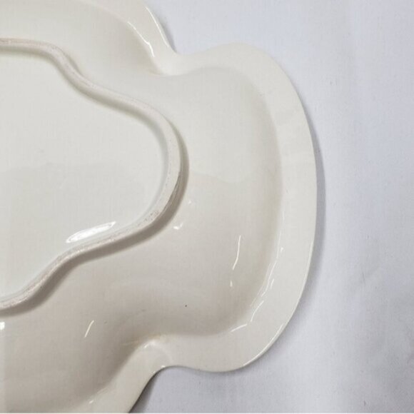 Vintage Spode Imperial Serving Platter Basket Weave Quatrefoil Ivory - Picture 12 of 16